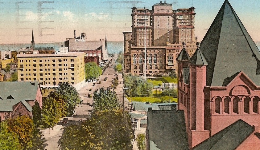 Old postcard of dowtown Vancouver, B.C.